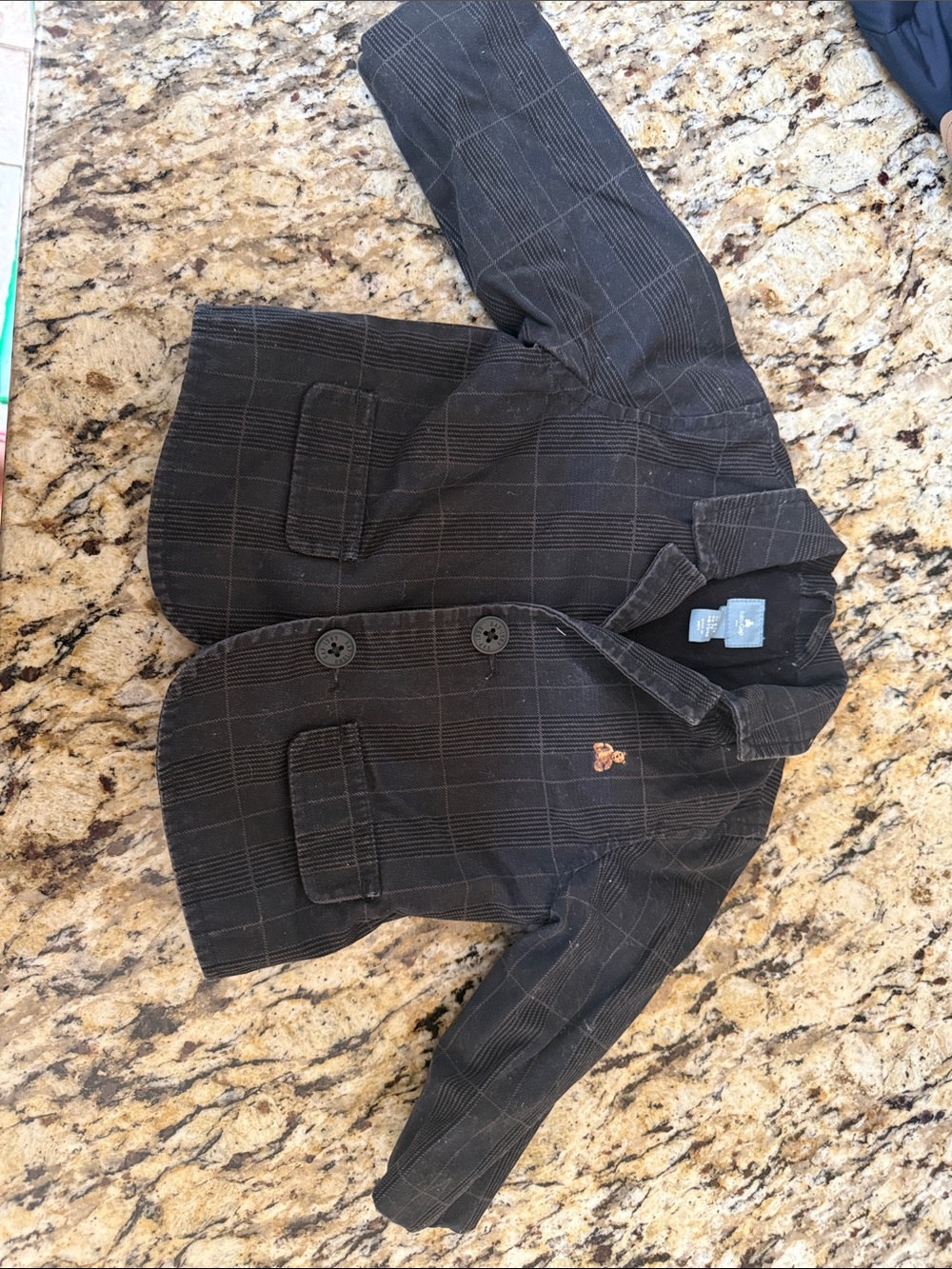 GAP Boys Black Plaid Blazer Jacket